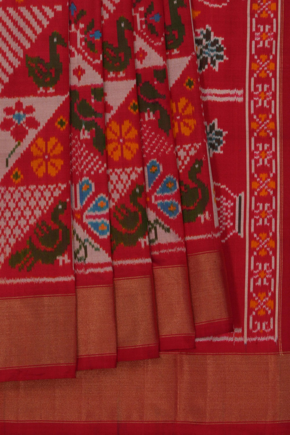 Pochampally Ikat Silk Red Saree