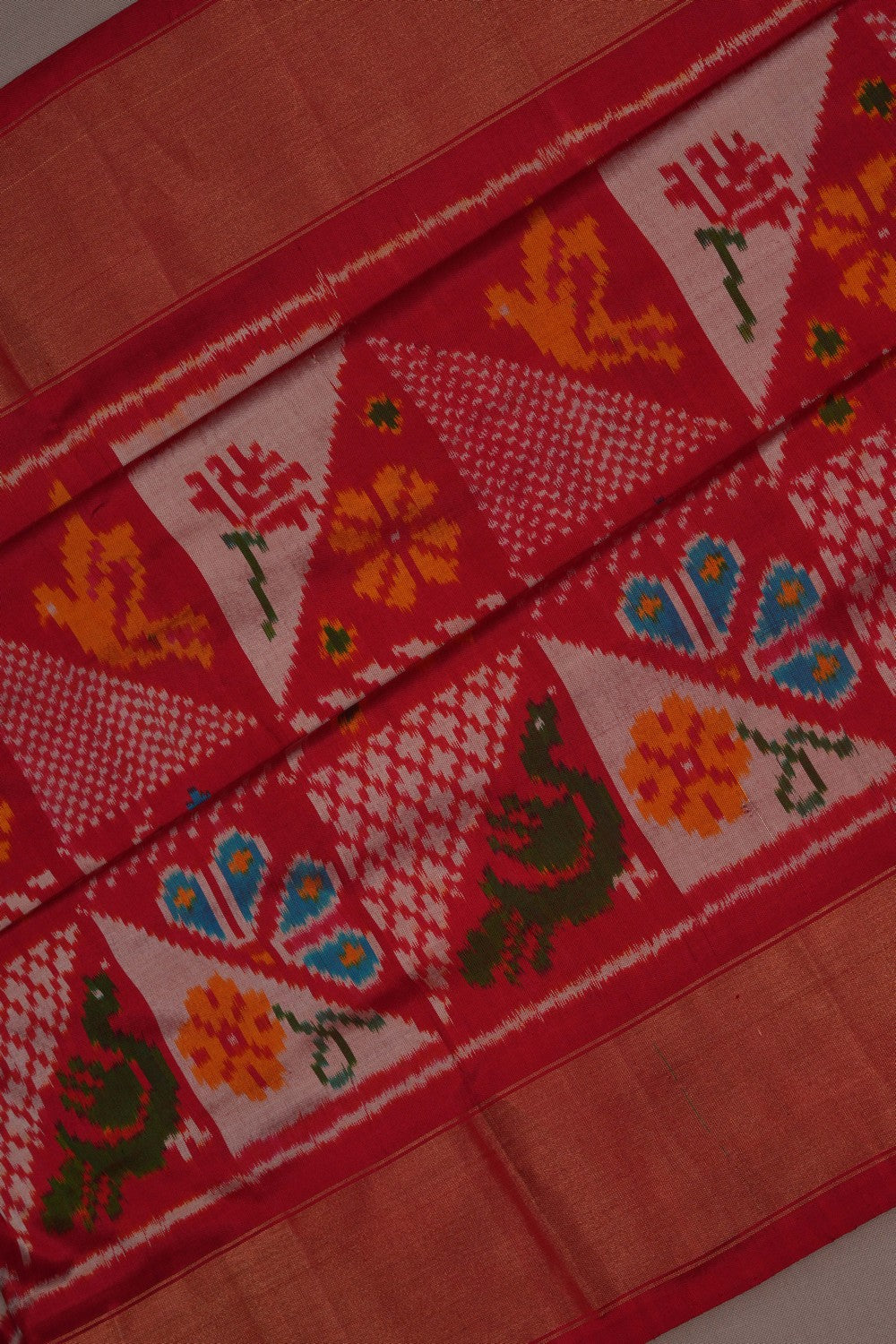 Pochampally Ikat Silk Red Saree