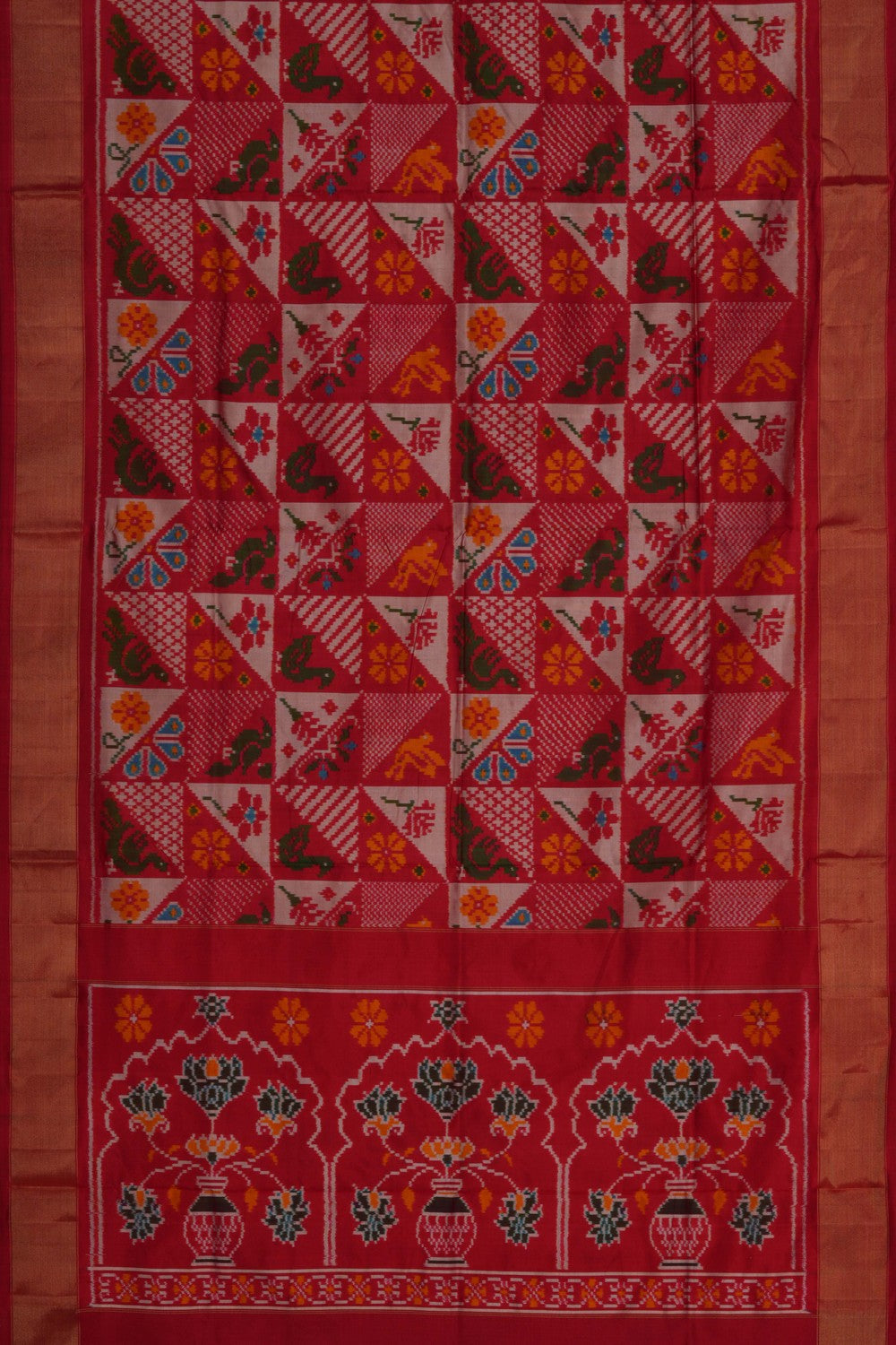 Pochampally Ikat Silk Red Saree