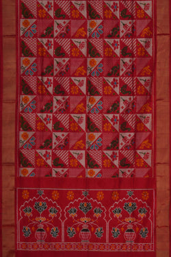 Image of Pochampally Ikat Silk Red Saree