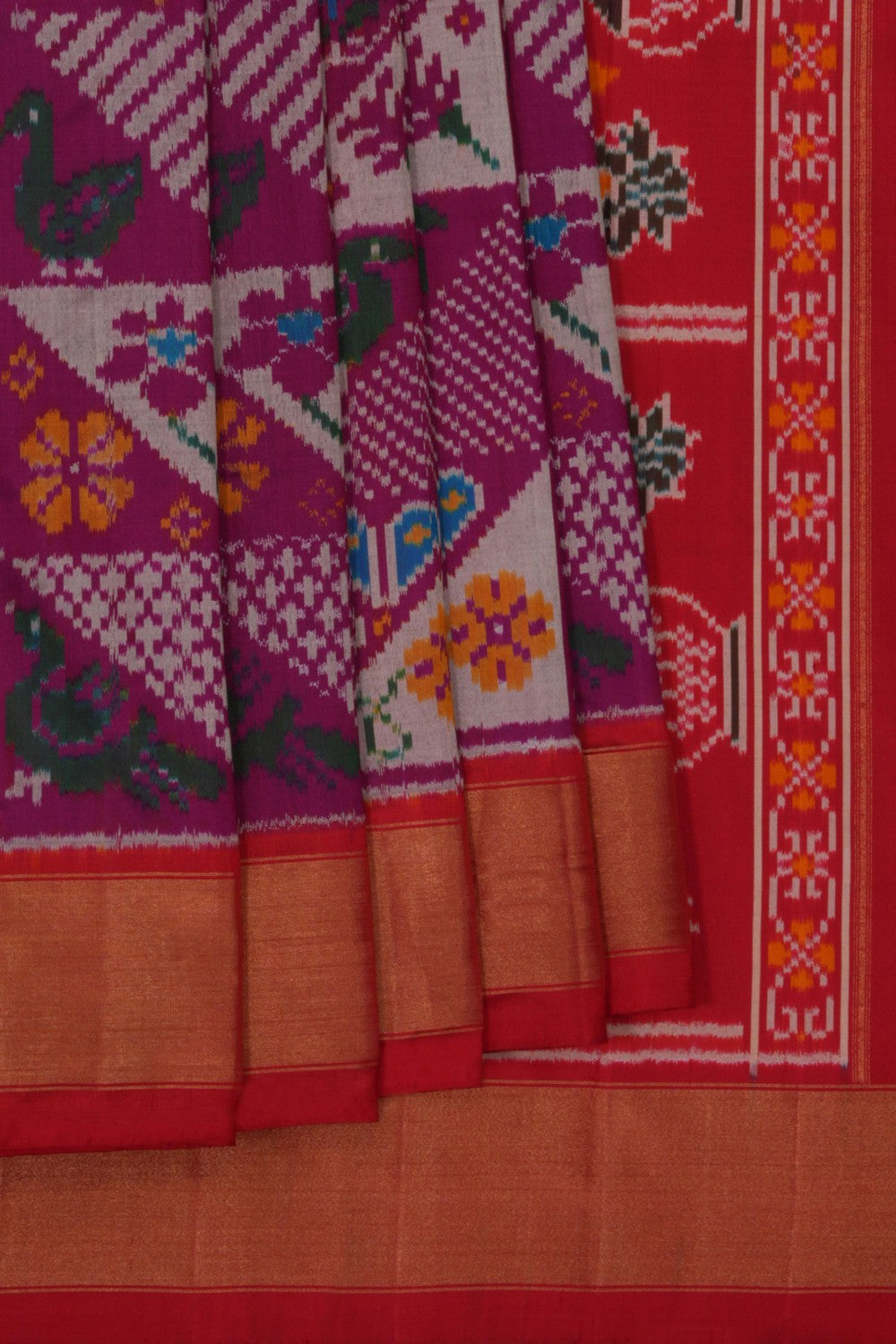 Image of Pochampally Ikat Silk Purple Saree