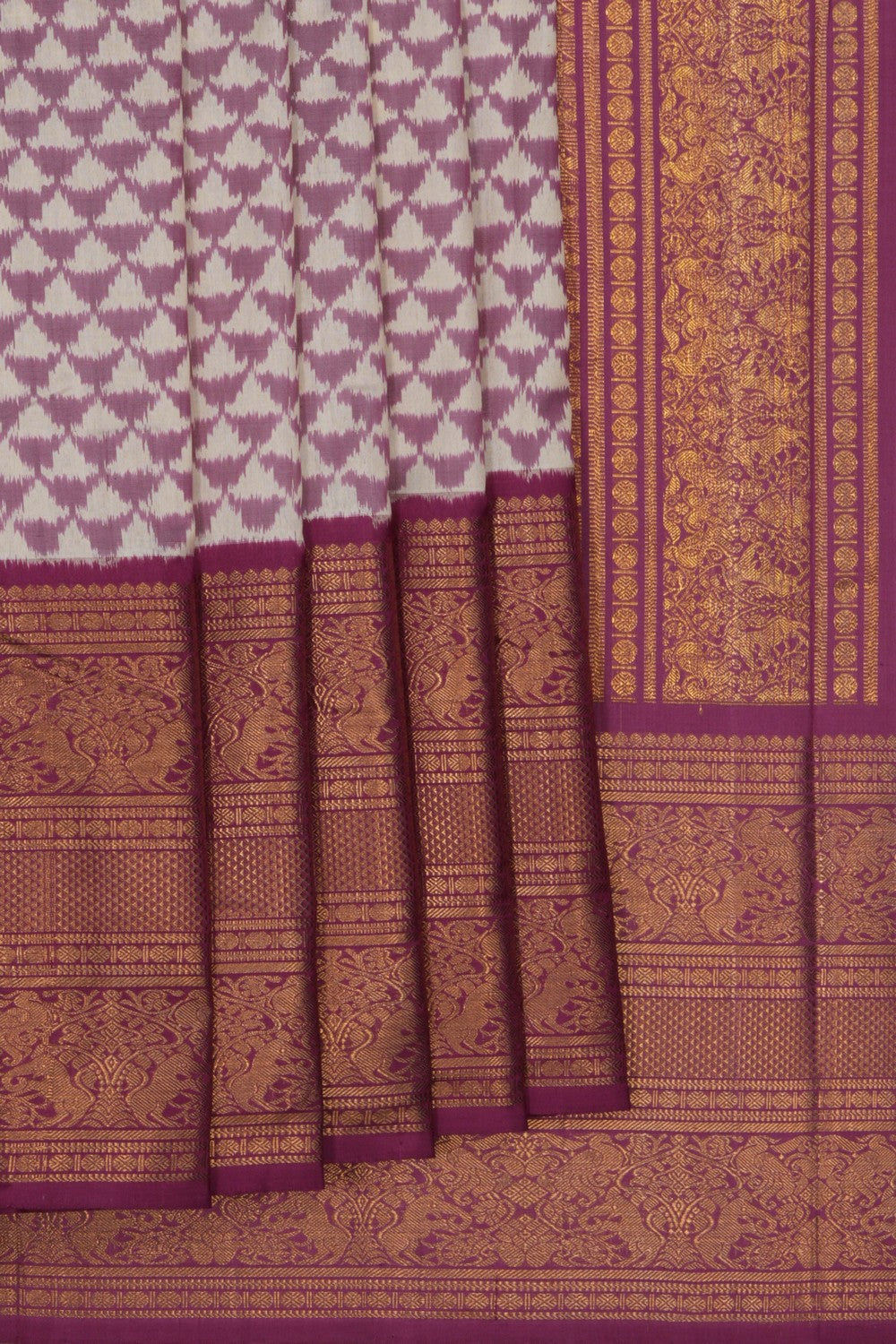 Image of Pochampally Ikat Silk Purple Saree