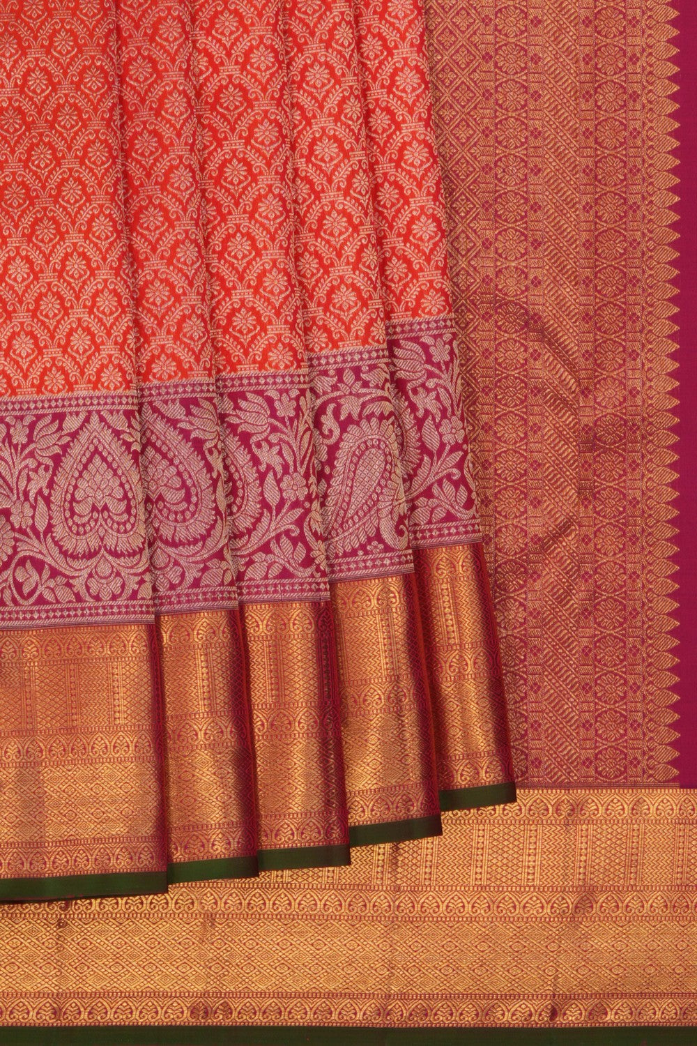Image of Kanchipattu Brocade Orange Saree