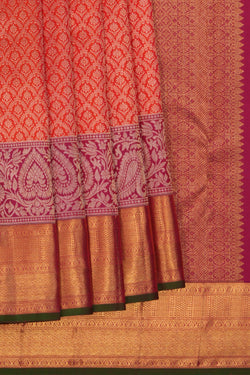 Image of Kanchipattu Brocade Orange Saree