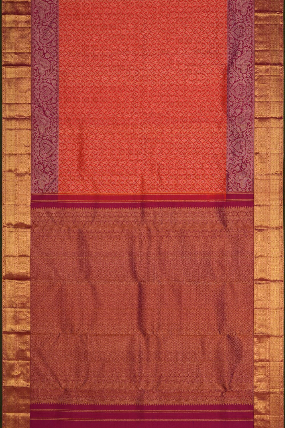Kanchipattu Brocade Orange Saree