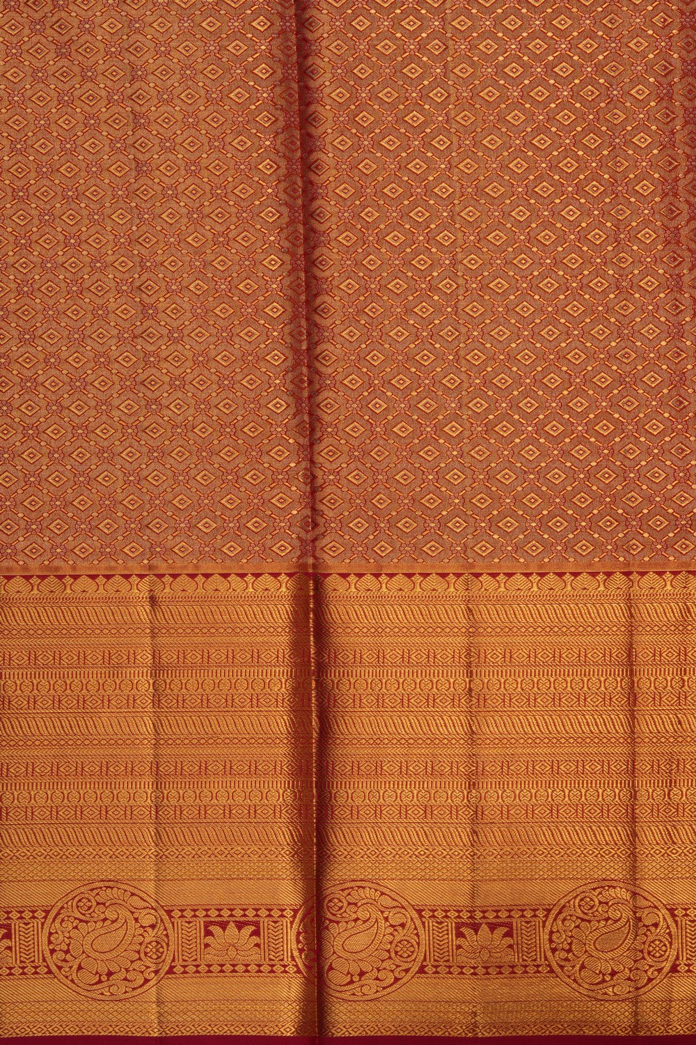 Image of Kanchipattu Pavada Gold Unstitched Set