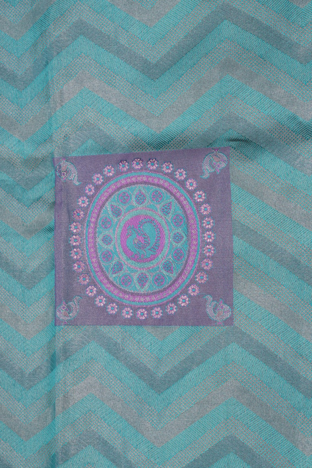 Kanchipattu Pavada Ice Blue Unstitched Set