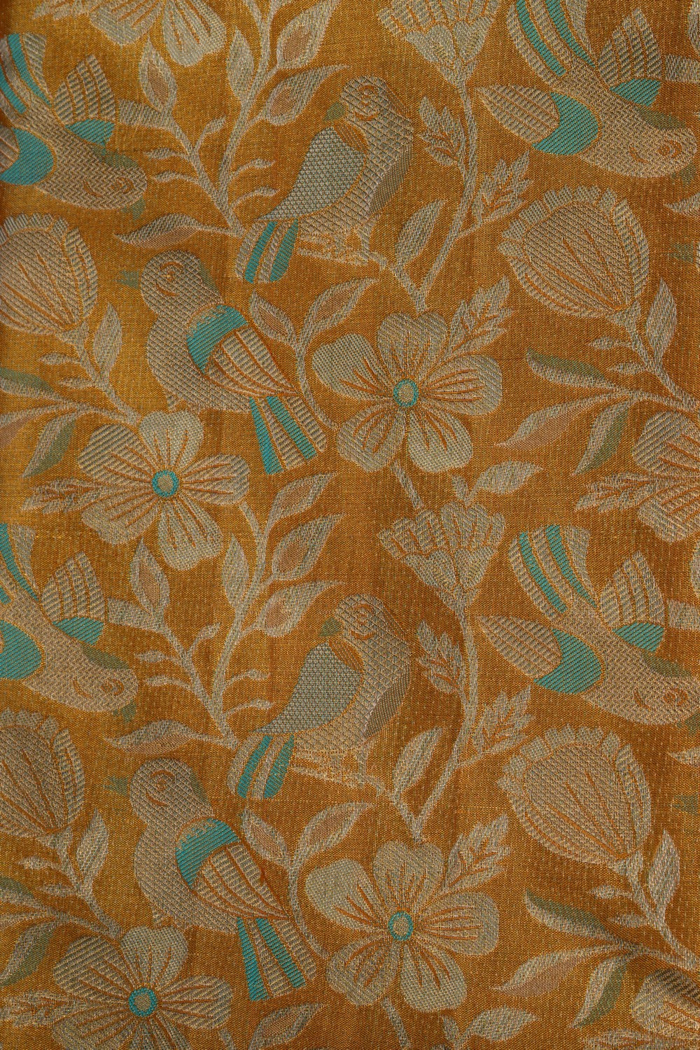 Kanchipattu Pavada Gold Unstitched Set