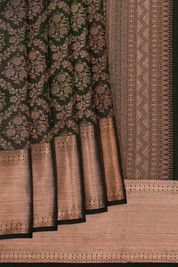Image of Kanchipattu Brocade Bottle Green Saree