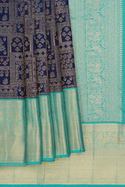 Image of Kanchipattu Brocade Navy Blue Saree