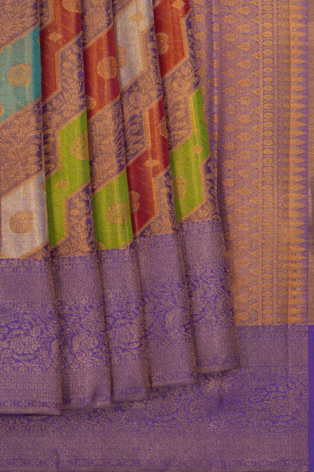 Image of Kanchipattu Brocade Multi Colour Saree