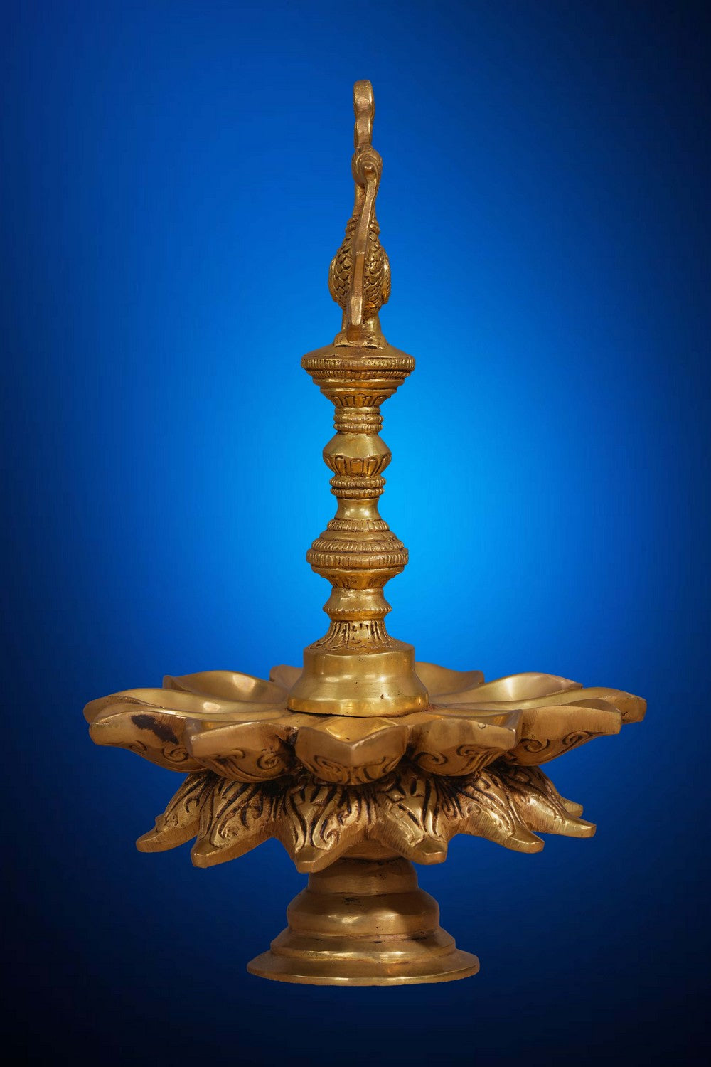Image of Peacock Design Wick Brass Diya