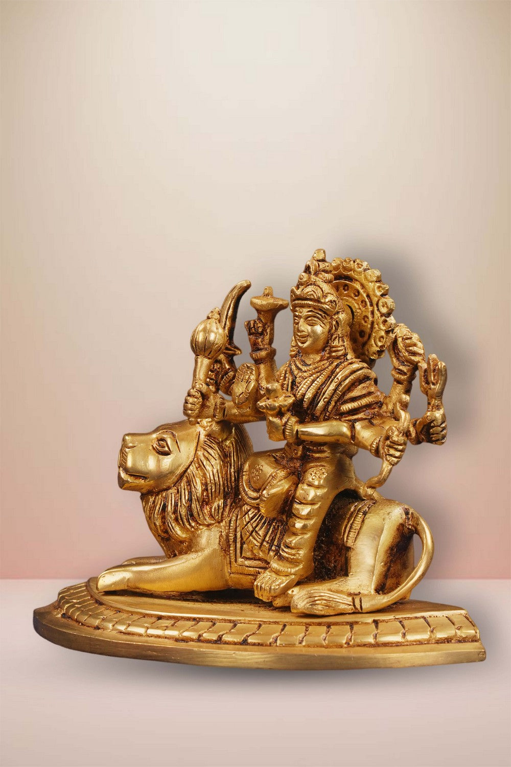 Image of Brass Durga Maa Sitting on Lion