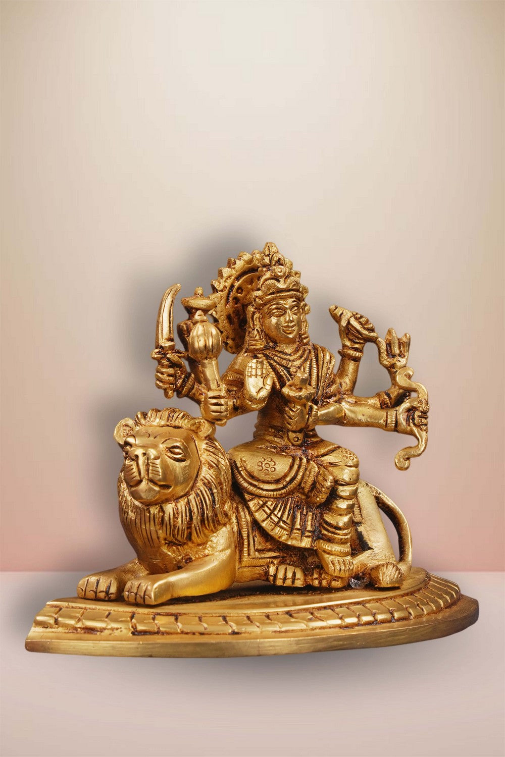 Image of Brass Durga Maa Sitting on Lion