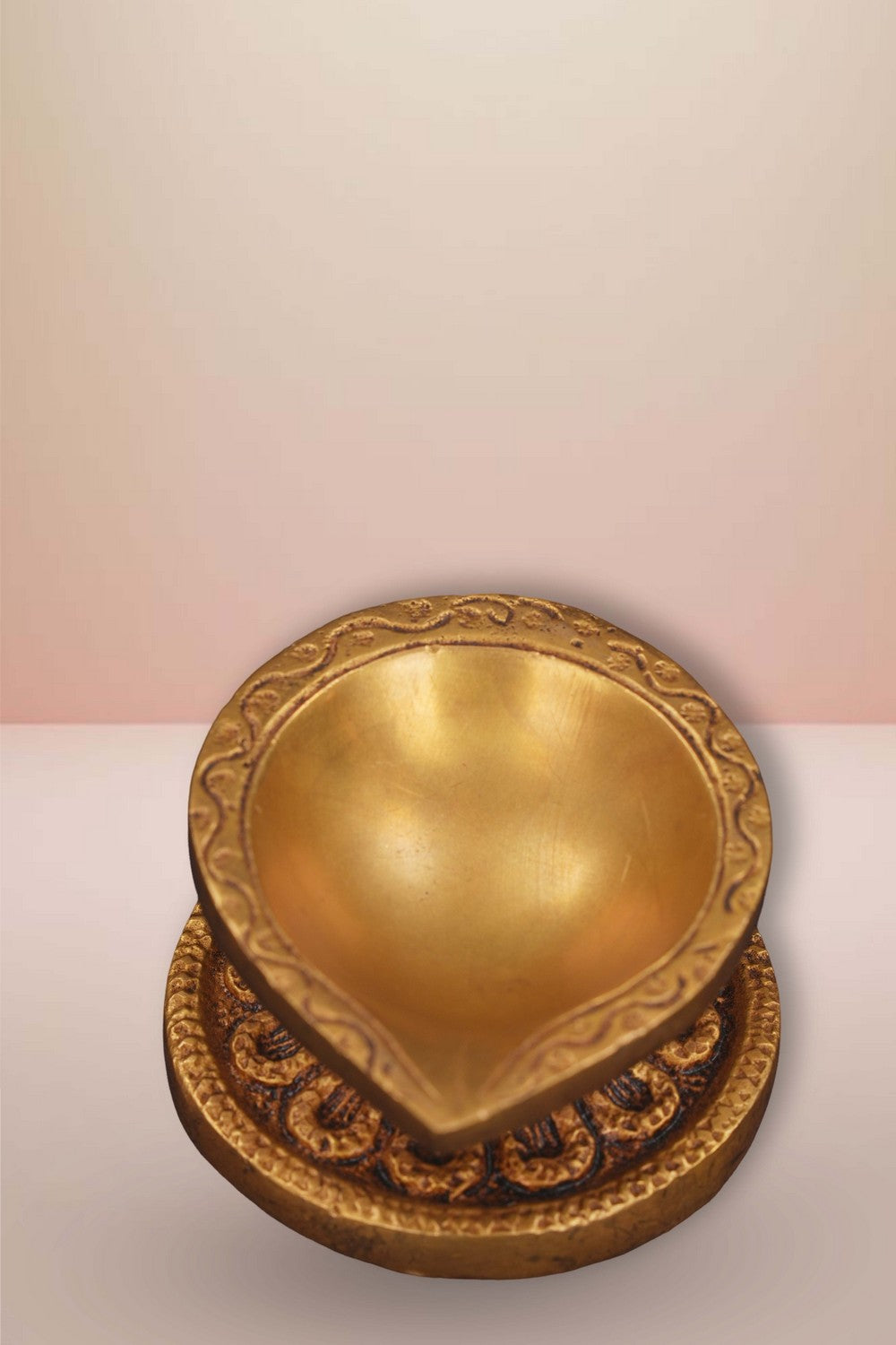Image of Brass Diya With Beautiful Craving