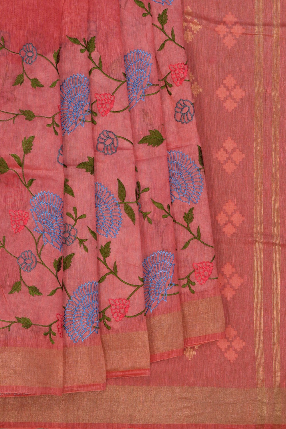 Image of Linen Embroidery Saree