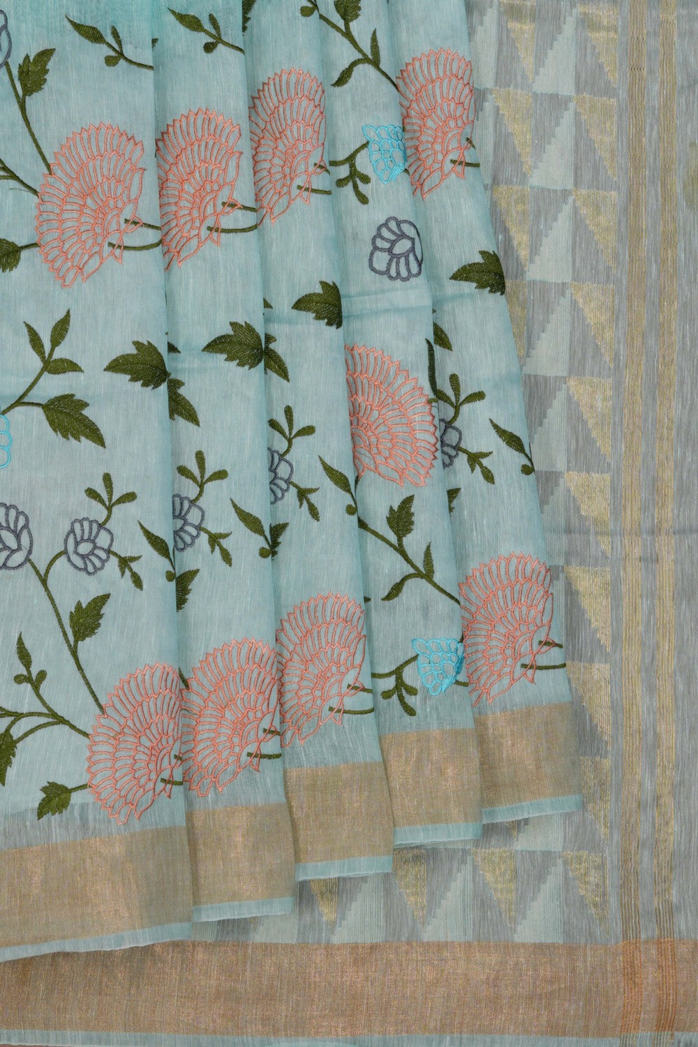 Linen Embroidery Saree