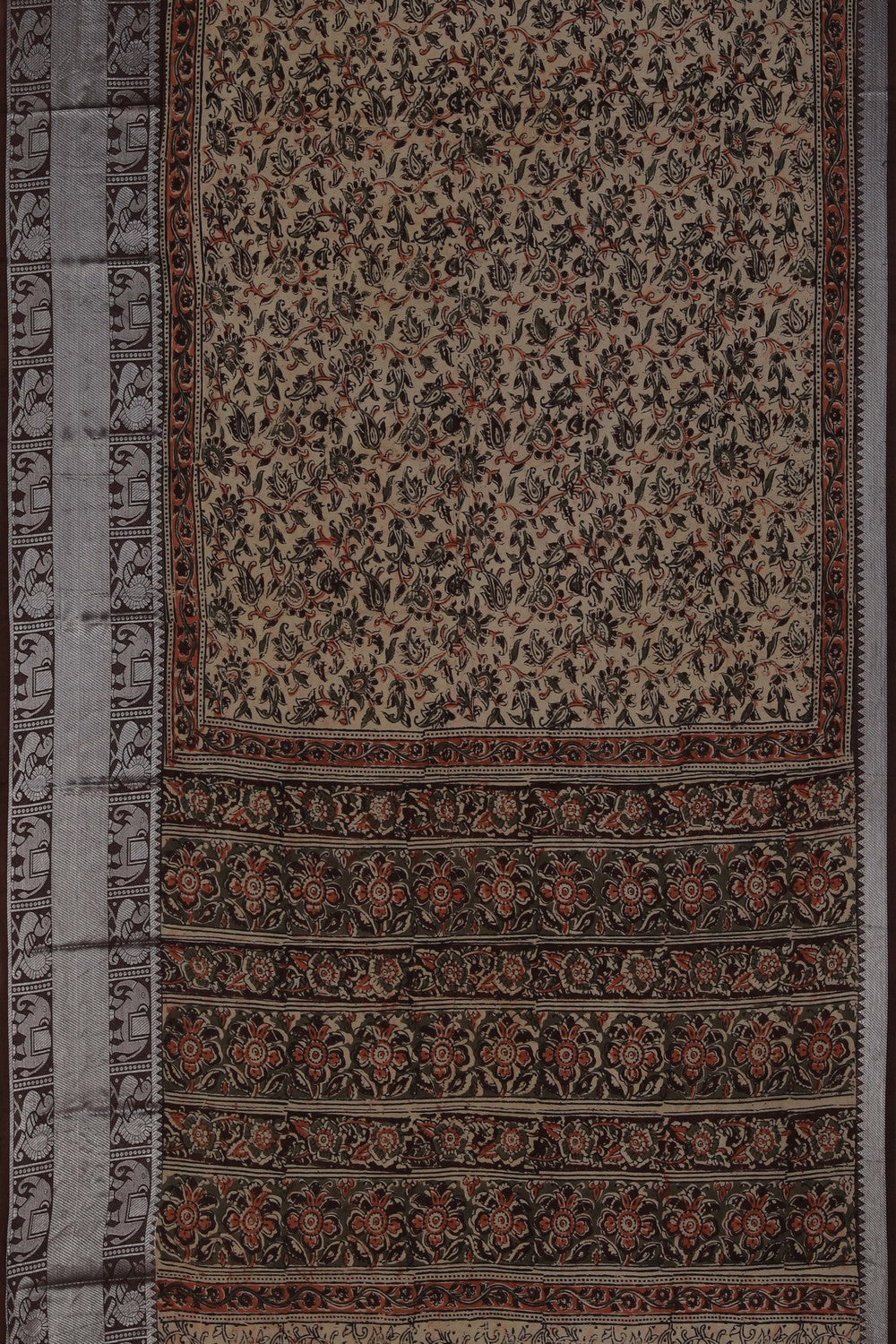 Image of Mangalgiri Ikat Silk Beige Saree