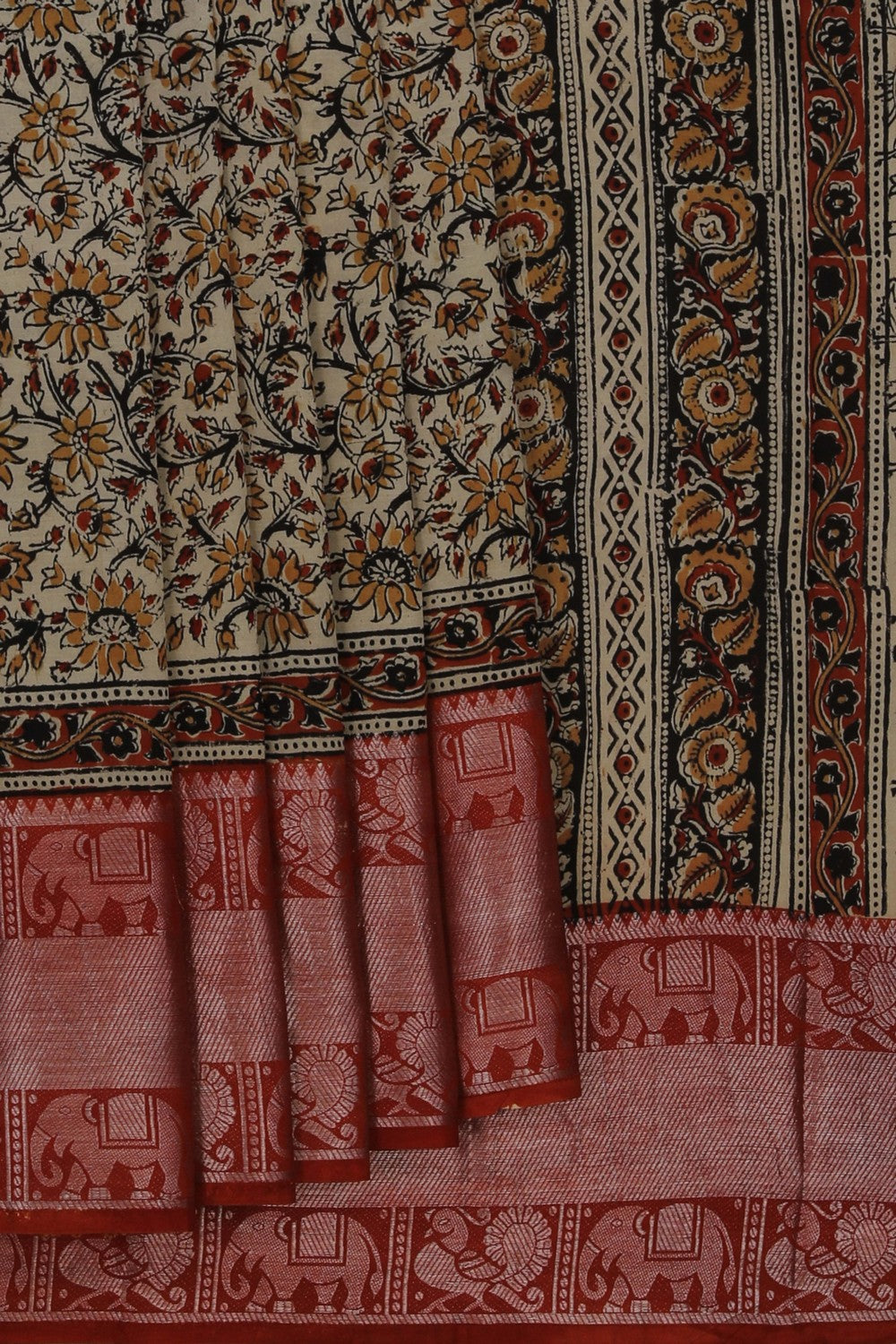 Image of Mangalgiri Ikat Silk Beige Saree