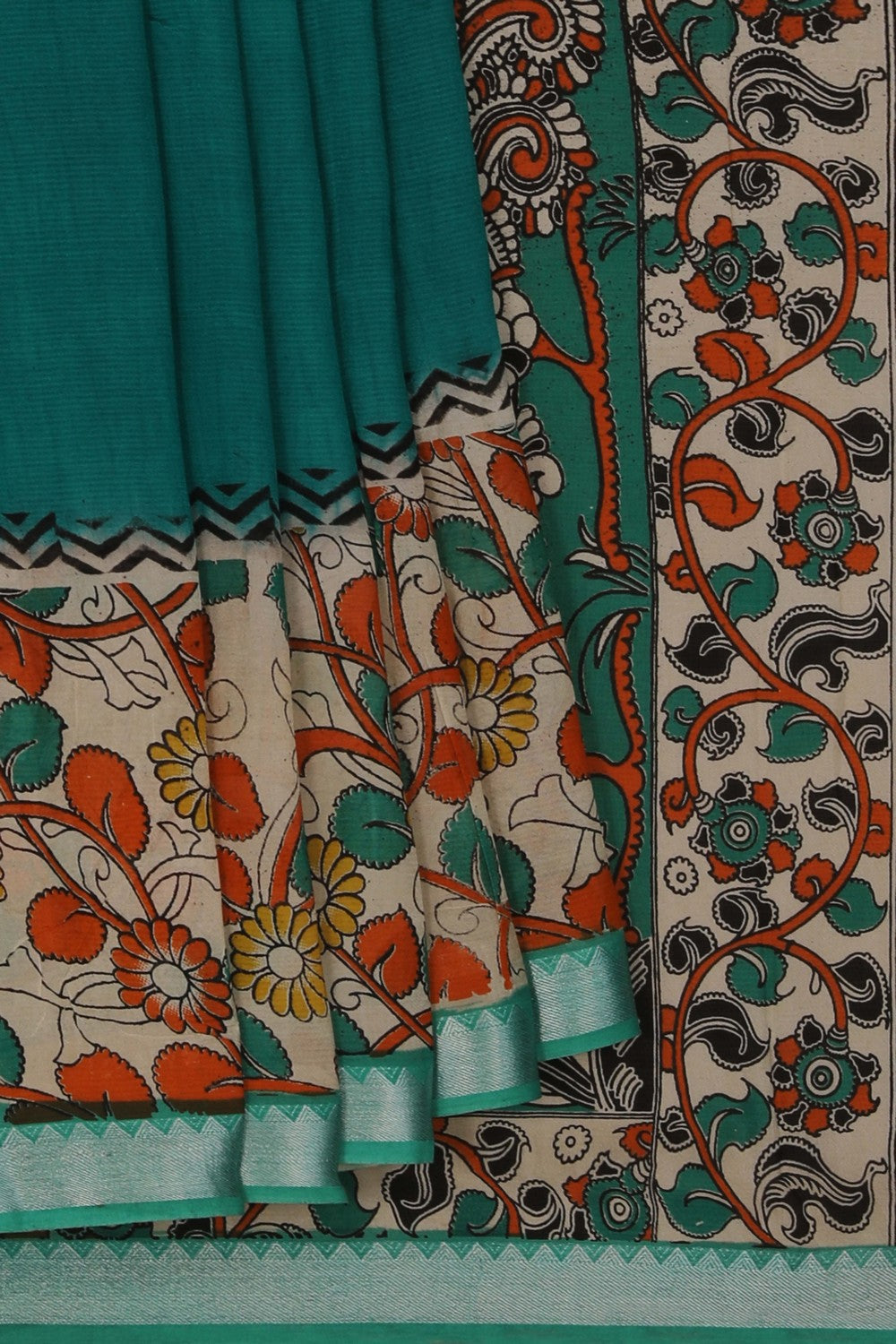 Image of Mangalgiri Ikat Silk Teal Green Saree