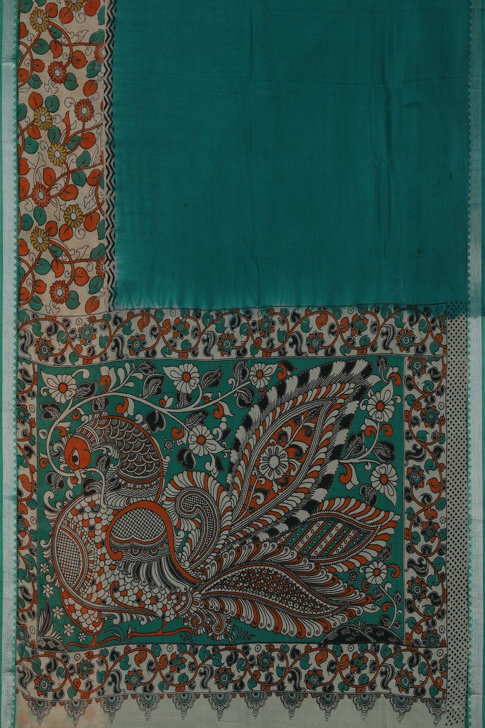 Image of Mangalgiri Ikat Silk Teal Green Saree