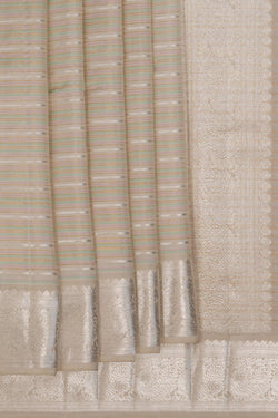 Image of Arani Silk Brocade Silver Saree