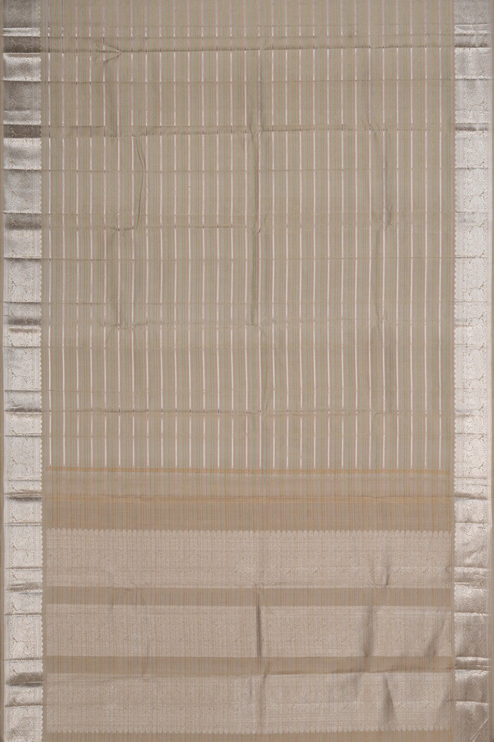 Arani Silk Brocade Silver Saree