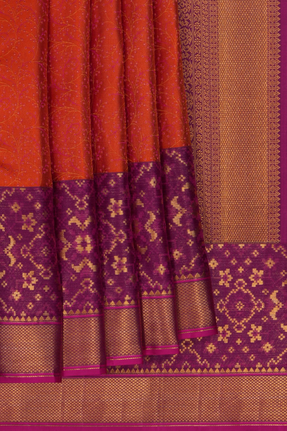 Image of Arani Silk Brocade Orange Saree