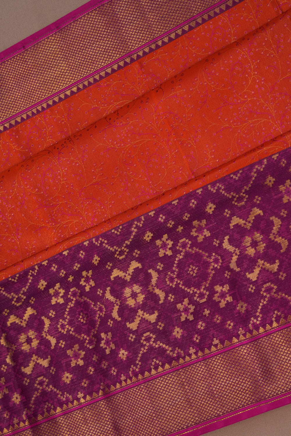 Image of Arani Silk Brocade Orange Saree