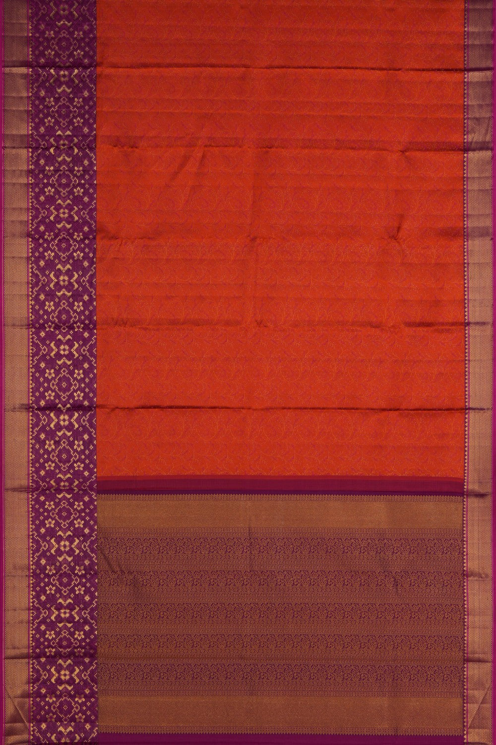 Image of Arani Silk Brocade Orange Saree