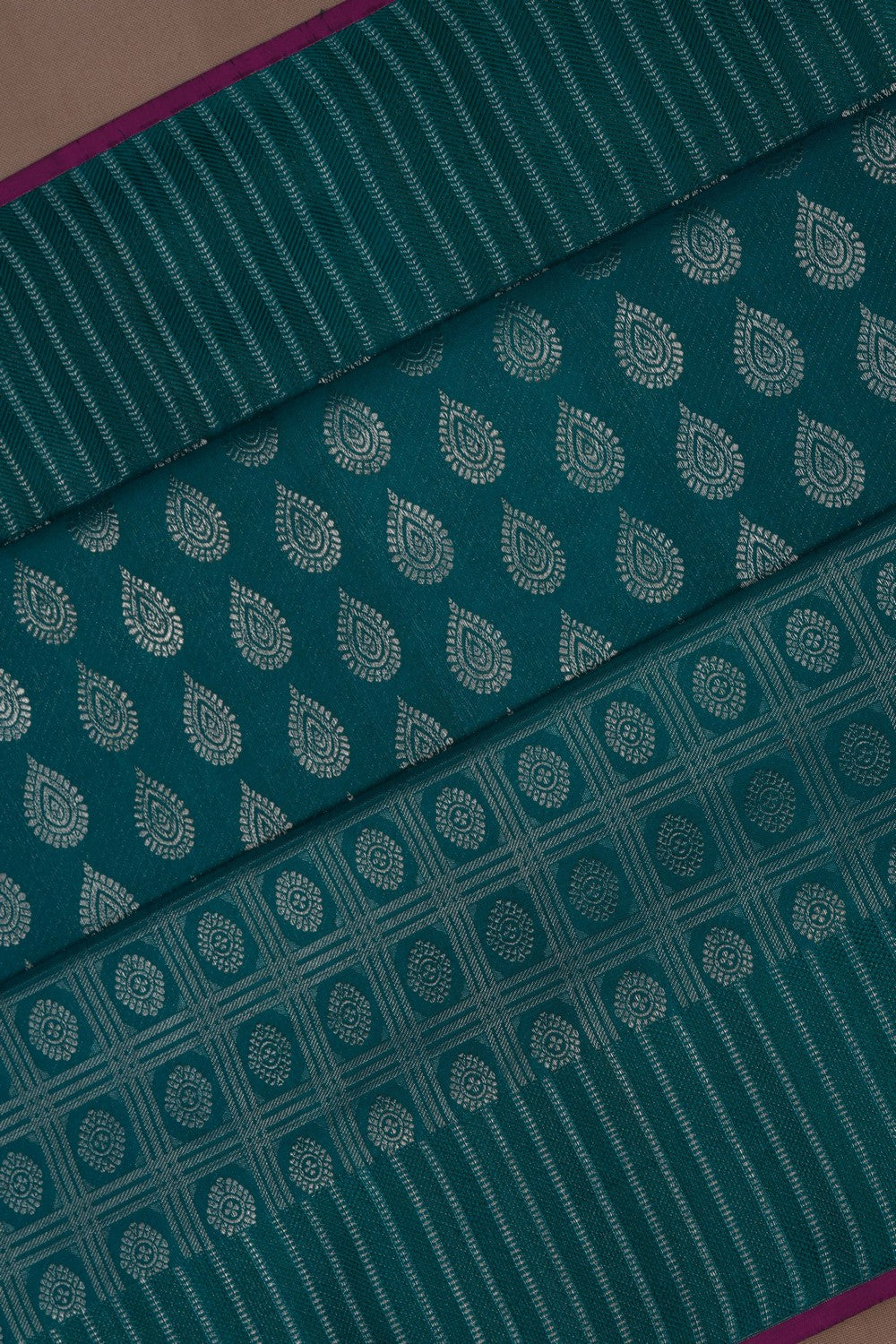 Image of Arani Brocade Silk Teal Blue Saree