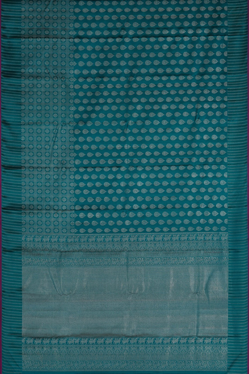 Image of Arani Brocade Silk Teal Blue Saree