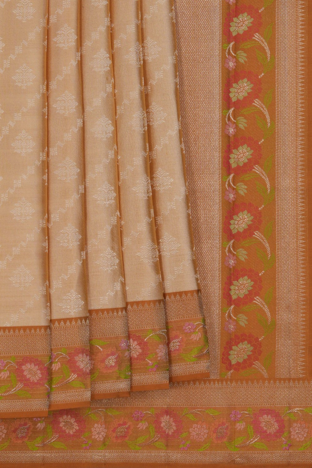 Arani Brocade Silk Beige Saree