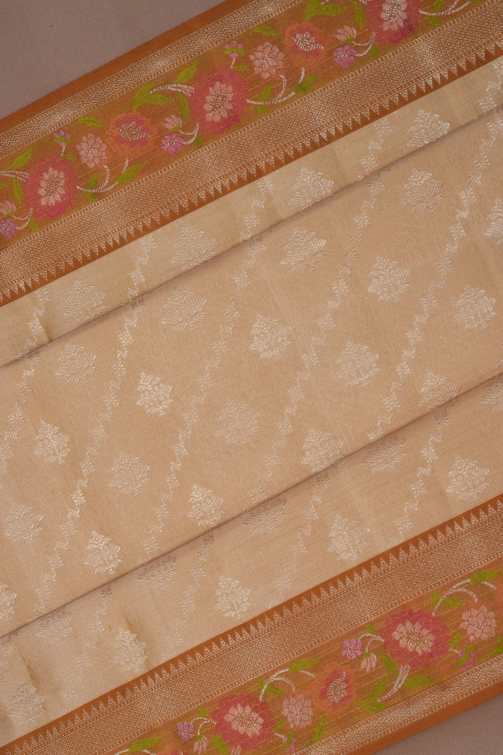 Arani Brocade Silk Beige Saree