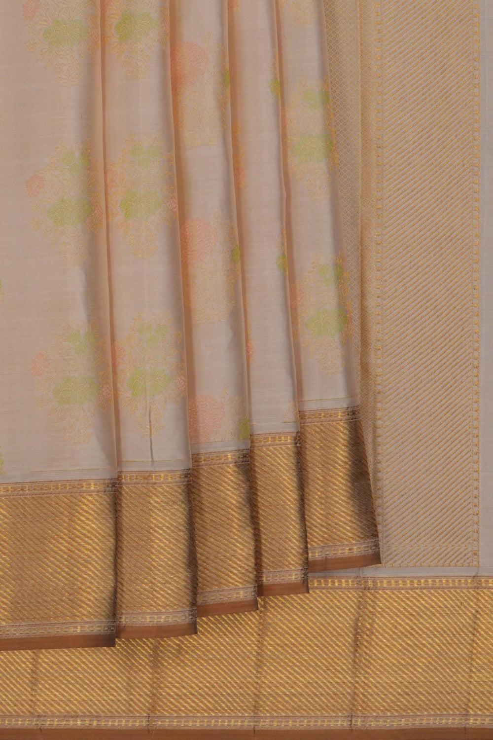 Image of Arani Brocade Silk Off-White Saree