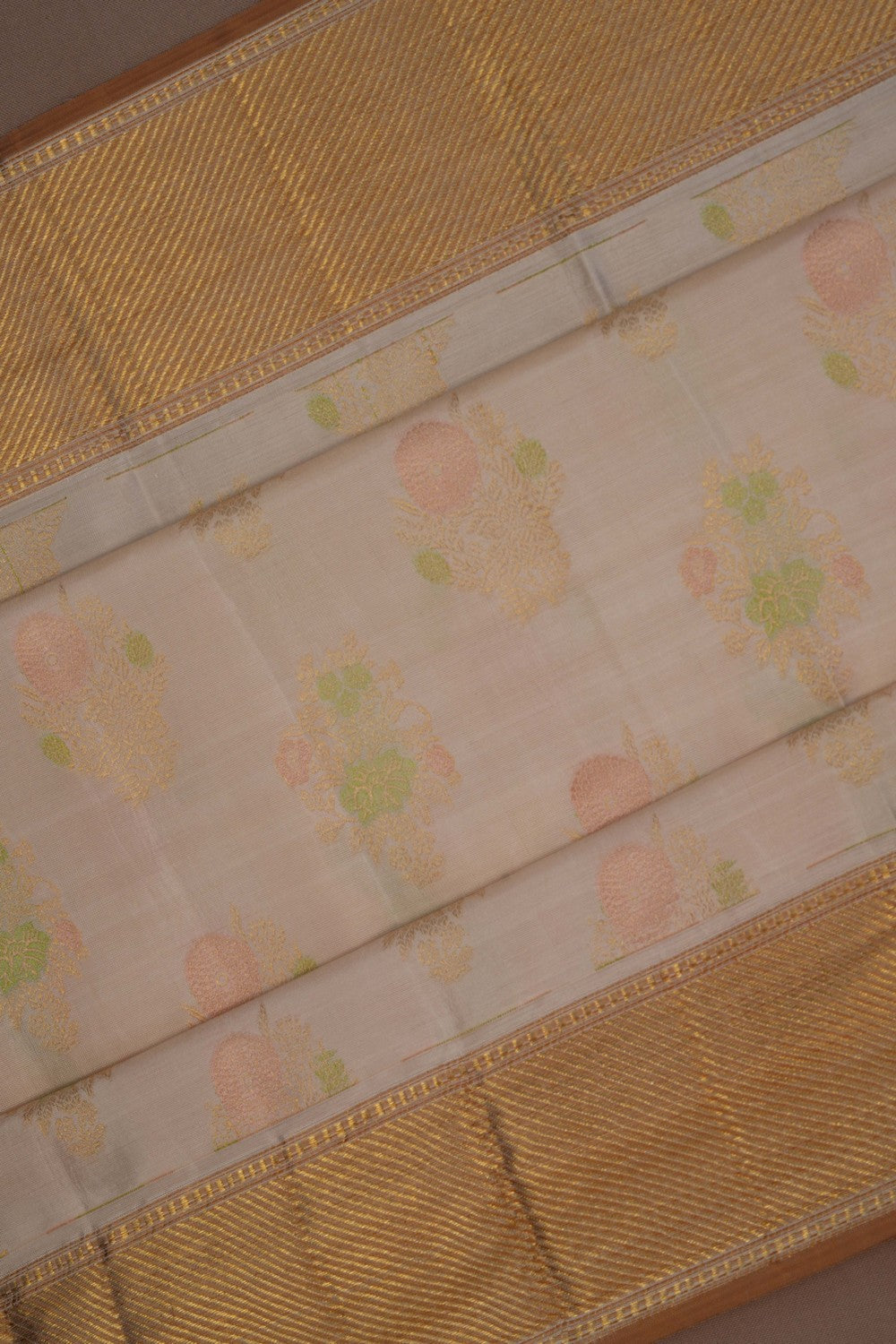 Image of Arani Brocade Silk Off-White Saree