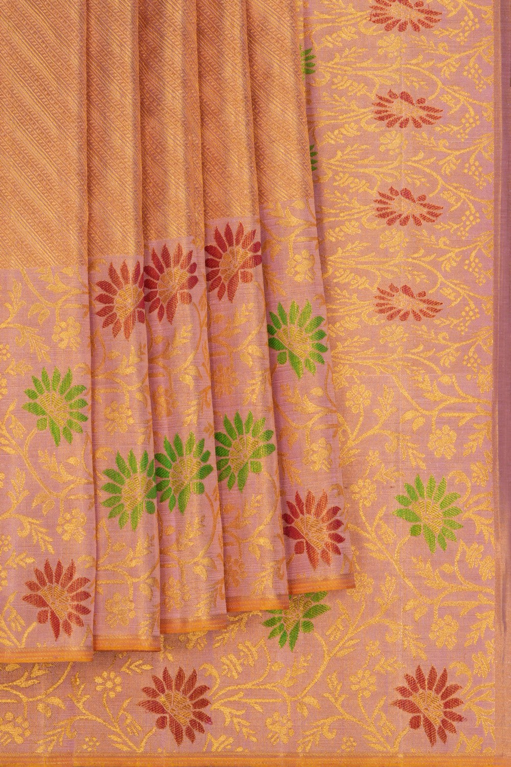 Image of Kanchipuram Silk Brocade Gold Saree