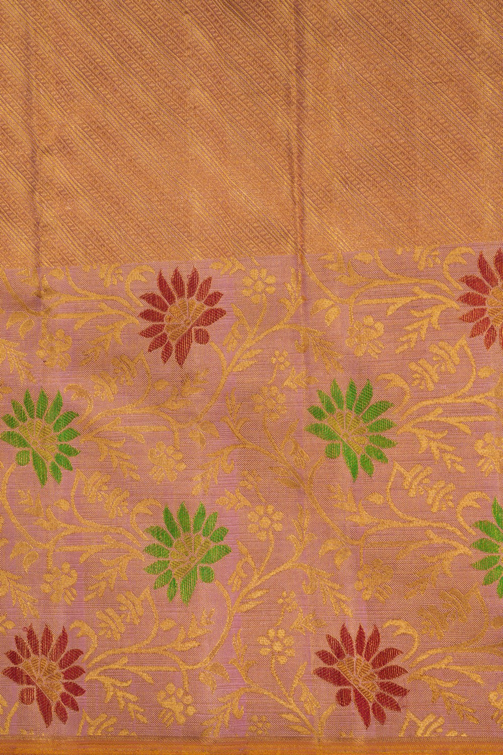 Image of Kanchipuram Silk Brocade Gold Saree