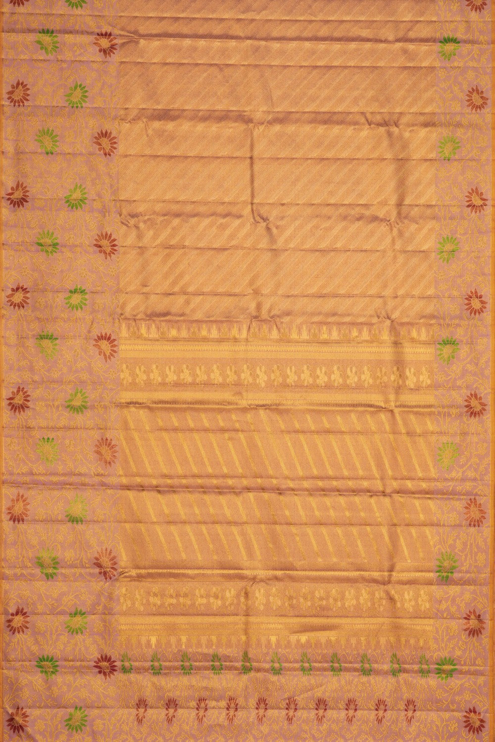 Image of Kanchipuram Silk Brocade Gold Saree