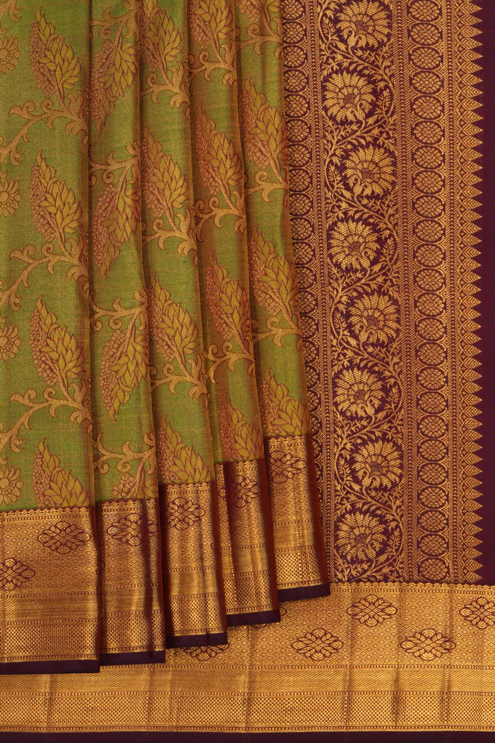Image of Kanchipuram Silk Brocade Green Saree