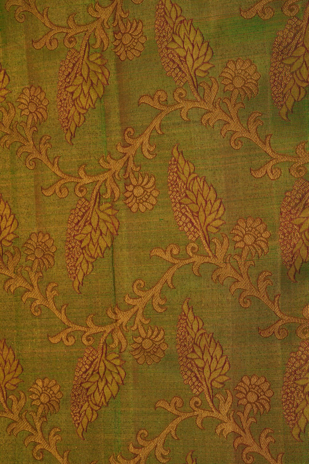 Image of Kanchipuram Silk Brocade Green Saree