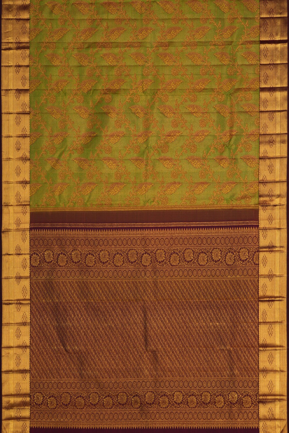 Image of Kanchipuram Silk Brocade Green Saree