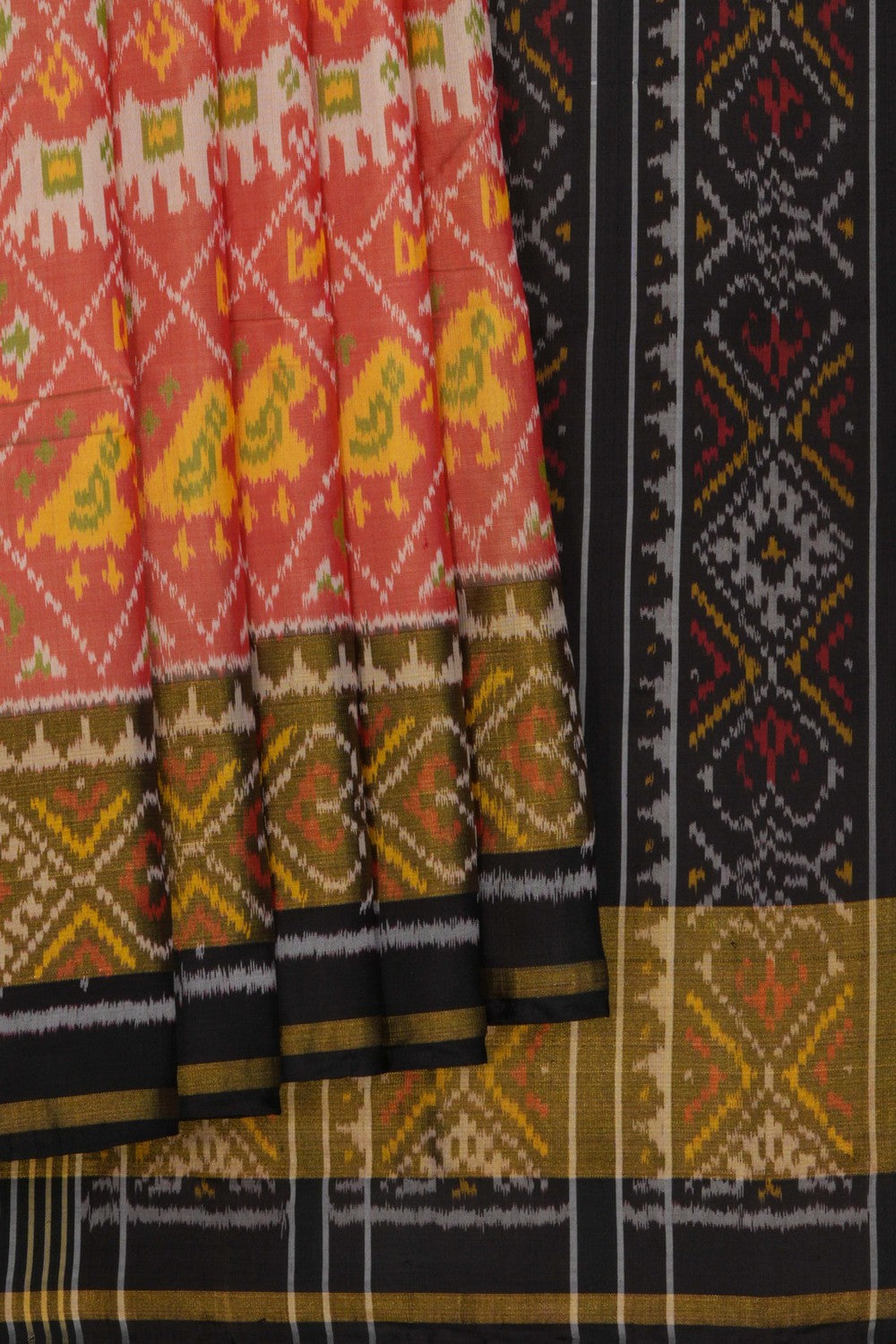 Image of Rajkot Silk Peach Saree