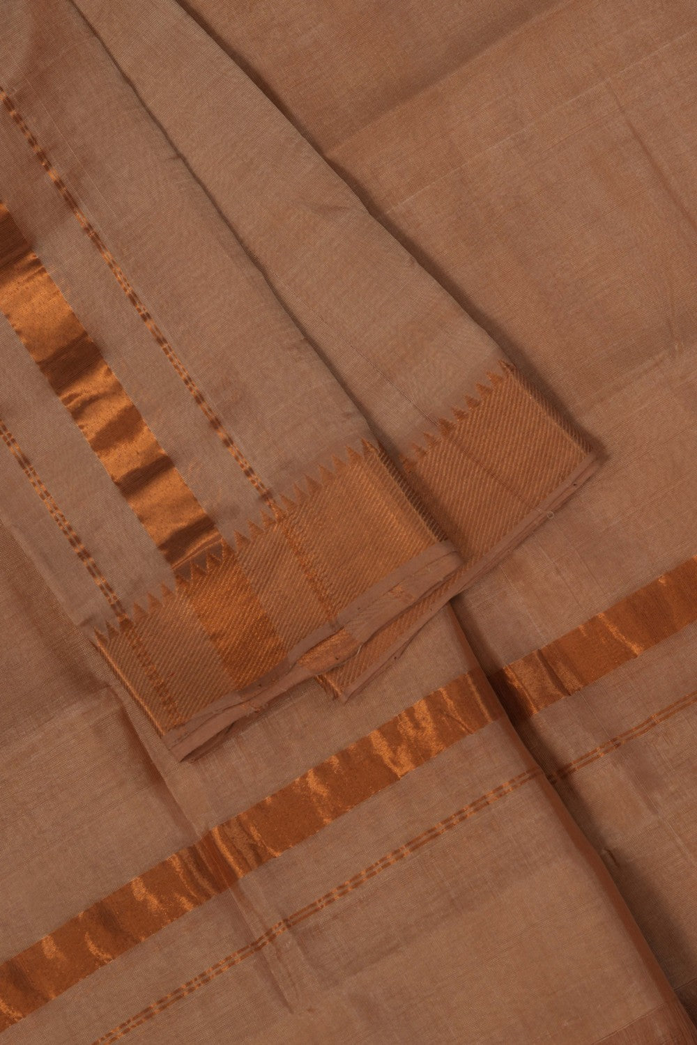 Image of Mangalgiri Silk Beige Dhoti With Kanduva (8 X 4)