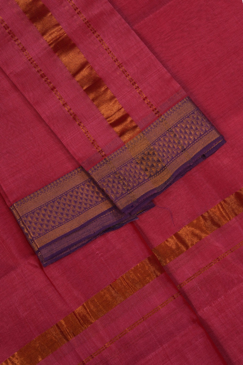 Image of Mangalgiri Silk Pink Dhoti With Kanduva (8 X 4)