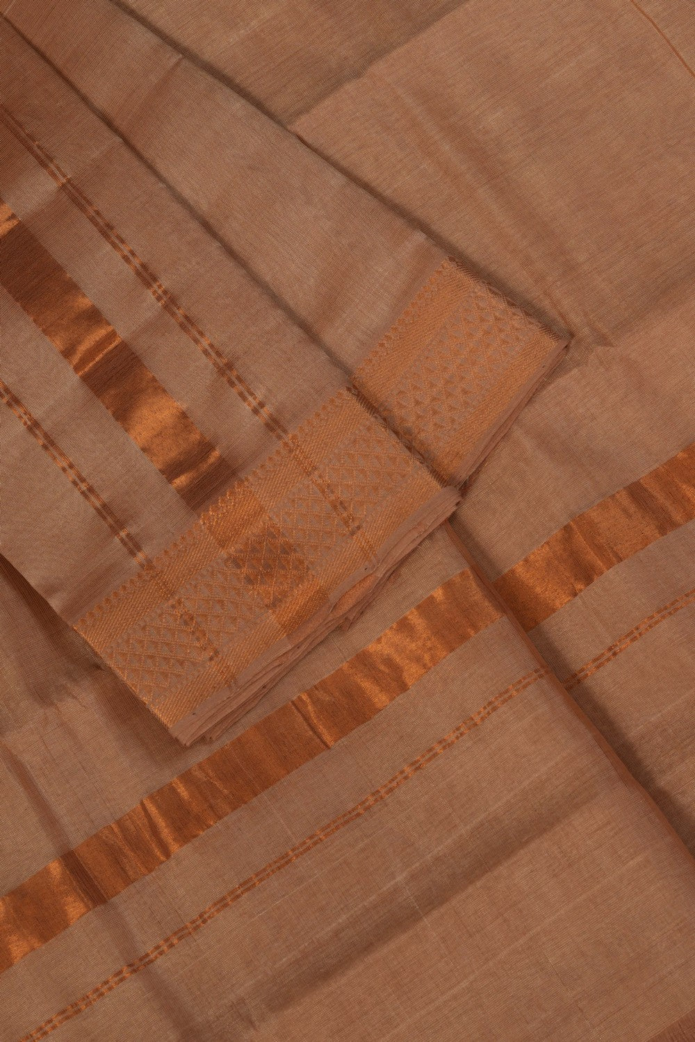 Image of Mangalgiri Silk Beige Dhoti With Kanduva (8 X 4)