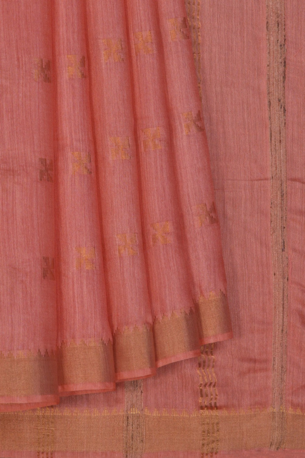 Tussar Silk Peach Saree