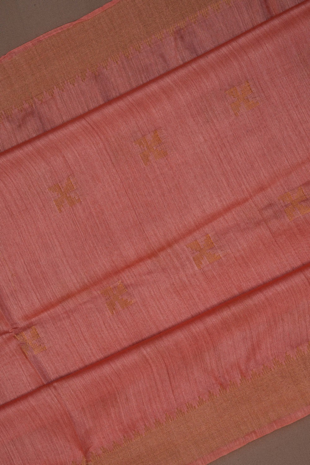 Image of Tussar Silk Peach Saree