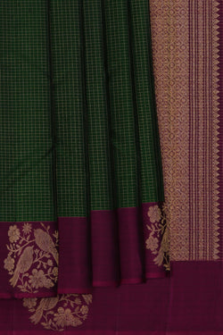 Image of Arani Silk Kattam Green Saree
