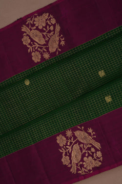 Image of Arani Silk Kattam Green Saree
